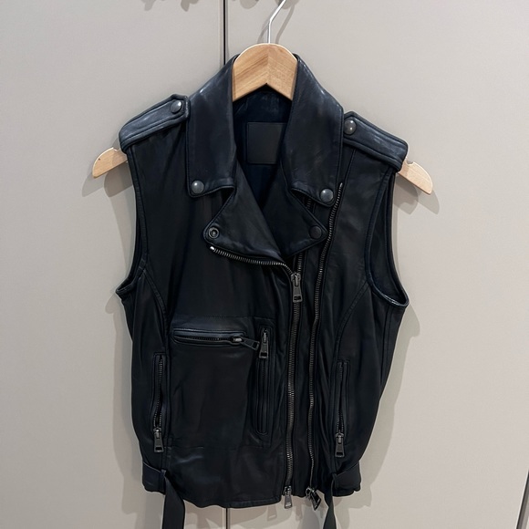 R13 leather jacket motorcycle biker style black us small - Picture 1 of 6